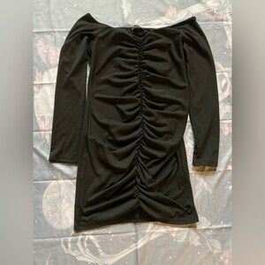 SHEIN Black Long Sleeve Ruched Bodycon Dress
